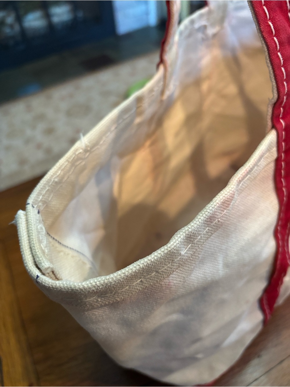 LL Bean Vintage 80s Boat and Tote Bag with Red Trim - Picture 4 of 16